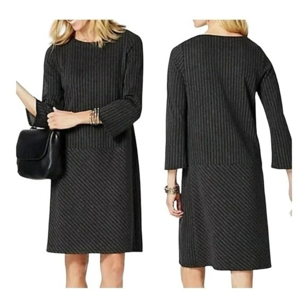 J. Jill Pinstripe Ponte Dress Gray Size Medium